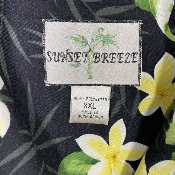 Sunset Breeze Hawaiian Shirt Mens Sz XXL Green Black Palm Leaves Microfiber - Picture 4 of 12